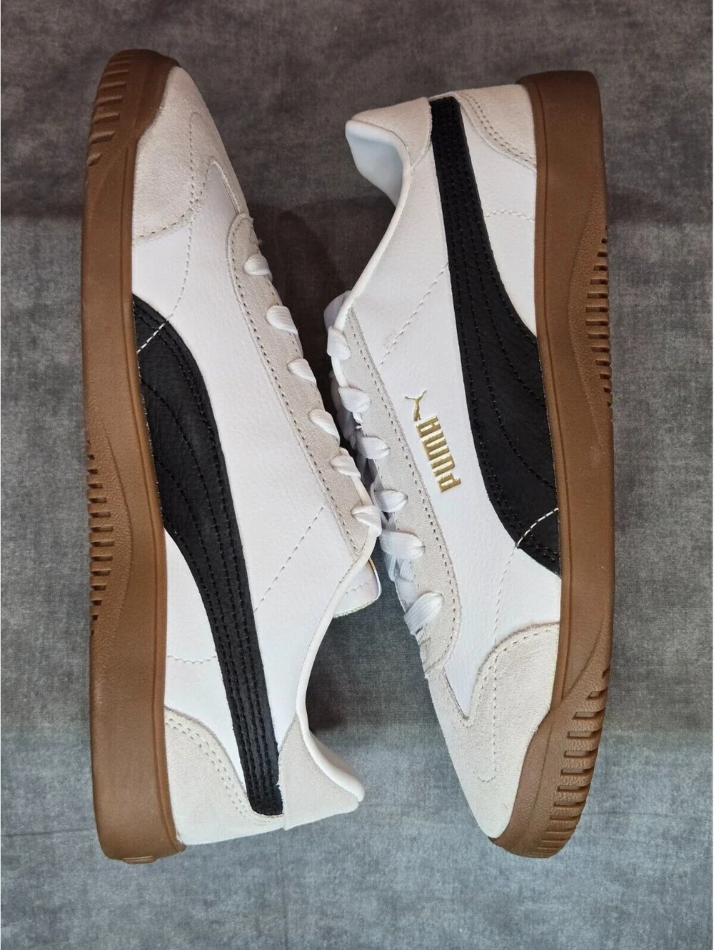 PUMA Club 5v5 Suede - White / Black / Gray (398670-02) Women's 8 NEW